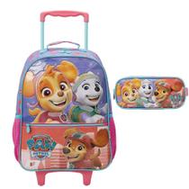 Kit Mochila de Rodinha Estojo Patrulha Canina Skye X2 Rosa Kit Mochila de Rodinha Estojo Patrulha Canina Skye X2 Rosa