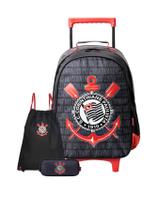 Kit Mochila De Rodinha+Estojo T+Mochila Saco Corinthians