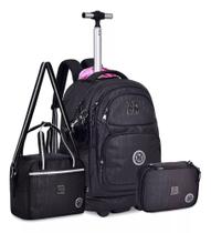 Kit Mochila De Rodinha Feminina Rebecca Bonbon Em Jeans