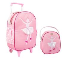 Kit Mochila De Rodinha Infantil Bichinho Escolar G Lancheira - Docemelenxovais