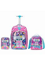 Kit Mochila De Rodinha Infantil Bolsa Escolar Estojo Lancheira Térmica Resistente