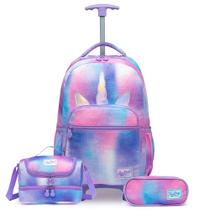 Kit Mochila De Rodinha Infantil Escolar Lancheira Térmica E Estojo Organizador POLO ONE