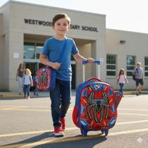 Kit Mochila De Rodinha Infantil Menino Escolar Super Herois 3d