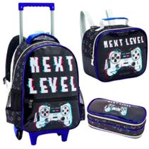 Kit Mochila De Rodinha Infantil Menino Gamer Escolar
