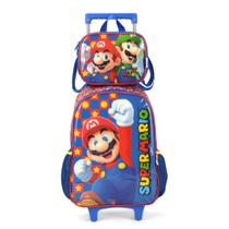 Kit Mochila De Rodinha Infantil Super Mario + Lancheira