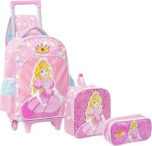 Kit Mochila de Rodinha Lancheir Estojo Princesa Yepp MIF5341