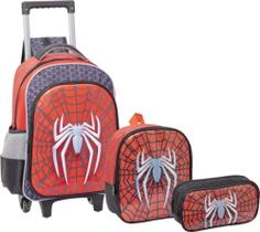 Kit Mochila de Rodinha Lancheira e Estojo Aranha Yepp MIM6337-C