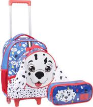 Kit Mochila de Rodinha Lancheira e Estojo Dalmata Yepp MIM6326 - Kit Escolar Completo Volta às Aulas