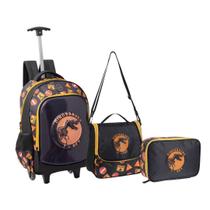 Kit Mochila de Rodinha, Lancheira e Estojo Dinossauro