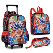 Kit Mochila de Rodinha Lancheira e Estojo Dragon Ball Super Clio
