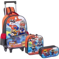 Kit Mochila de Rodinha Lancheira e Estojo Power Pets Yepp MIM6330