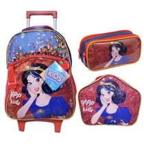 Kit Mochila de Rodinha Lancheira e Estojo Princesa Branca de Neve MIF5330-C