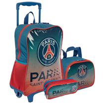 Kit Mochila de Rodinha Lancheira e Estojo PSG Paris Saint Germain Sestini