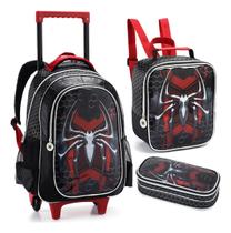 Kit Mochila De Rodinha + Lancheira + Estojo Aranha Denlex Kit Mochila De Rodinha + Lancheira + Estojo Aranha Denlex