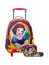 Kit Mochila De Rodinha + Lancheira + Estojo Branca De Neve