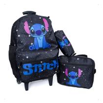 Kit Mochila de Rodinha + Lancheira + Estojo Escolar Infantil