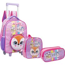 Kit Mochila De Rodinha Lancheira Estojo Fluffy Bolofofo Yepp