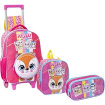 Kit Mochila De Rodinha Lancheira Estojo Fluffy YeppMIF5328
