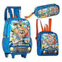 Kit Mochila de Rodinha Lancheira Estojo Infantil Doguinhos Radicais DR23063K