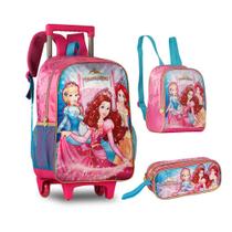 Kit Mochila de Rodinha Lancheira Estojo infantil Princesas Mágicas Kit Mochila de Rodinha Lancheira Estojo infantil Princesas Mágicas