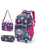 Kit Mochila de rodinha + Lancheira + Estojo Spector de Panda