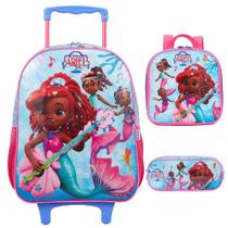 Kit Mochila de Rodinha Lancheira Estojo Xeryus Ariel PS