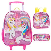 Kit Mochila de Rodinha Lancheira Estojo Xeryus Unicórnio Kit Mochila de Rodinha Lancheira Estojo Xeryus Unicórnio