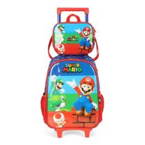 Kit Mochila de Rodinha Lancheira Luxcel Super Mário Vermelho