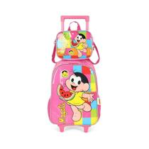 Kit Mochila De Rodinha + Lancheira Magali Rosa Kit Mochila De Rodinha + Lancheira Magali Rosa