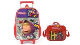 Kit Mochila De Rodinha Lancheira Masha E O Urso Escolar