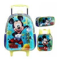 Kit Mochila De Rodinha Lancheira Térmica E Estojo Mickey Kit Mochila De Rodinha Lancheira Térmica E Estojo Mickey
