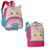 Kit Mochila De Rodinha+Lancheira Termica Infantil Unicornio Clio Pets