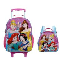 Kit Mochila de Rodinha Lancheira Xeryus Princesas R Rosa