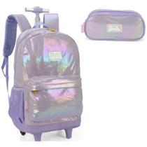 Kit Mochila De Rodinha Lilás + Estojo Maxlog Mc51627Bb2500