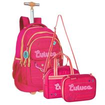 Kit Mochila de Rodinha Luluca Rosa Clio Style LU24609KT