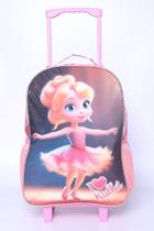 Kit Mochila de Rodinha Menina Estojo Lancheira Ballet Glitter