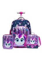Kit Mochila De Rodinha Menina Unicórnio Feminina Escolar Sweet Garden