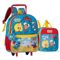 Kit Mochila De Rodinha Pequena e Lancheira Térmica Creche Escola Infantil Galinha Pintadinha Oficial