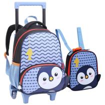 Kit Mochila De Rodinha Pequena e Lancheira Termica Escola Creche Infantil Menino 0 a 4 Anos Pinguim Kit Mochila De Rodinha Pequena e Lancheira Termica Escola Creche Infantil Menino 0 a 4 Anos Pinguim