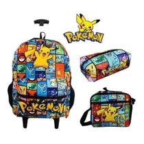 Kit Mochila de rodinha Pokemon Infantil Escolar Grande
