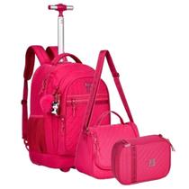 Kit Mochila de Rodinha Rebecca Bonbon Rosa Clio Style RB24519