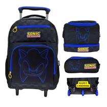 Kit Mochila De Rodinha Sonic + Lancheira + Estojo 49852