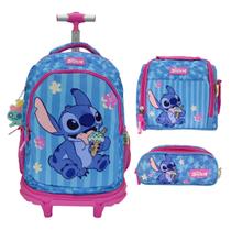 Kit Mochila De Rodinha Stitch + Lancheira + Estojo 50102 Kit Mochila De Rodinha Stitch + Lancheira + Estojo 50102
