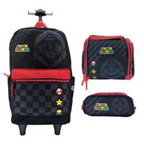 Kit Mochila de Rodinha Super Mario + Lanch + Estojo Triplo Kit Mochila de Rodinha Super Mario + Lanch + Estojo Triplo