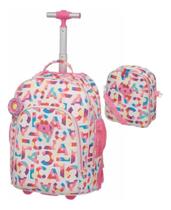 Kit Mochila De Rodinha Tubo Lilica Flowers Lov It lancheira Rosachiclete Lilica Ripilica