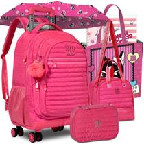 Kit Mochila de Rodinhas 360 Rb Rebecca Bonbon Lancheira e Estojo