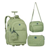 Kit Mochila De Rodinhas Alice Palucci Com Lancheira Térmica Regulável Estojo Box Pra 36 Pens Juvenil Volta Às Aulas Clio