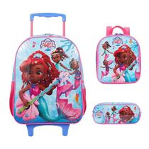 Kit Mochila de Rodinhas Ariel Série Disney Jr. Pequena Sereia Lancheira estojo Kit Mochila de Rodinhas Ariel Série Disney Jr. Pequena Sereia Lancheira estojo