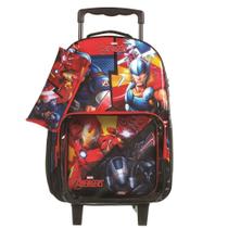 Kit Mochila de Rodinhas Avengers com Lancheira e Estojo