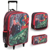 Kit Mochila de Rodinhas Avengers Volta Aulas Reforçada